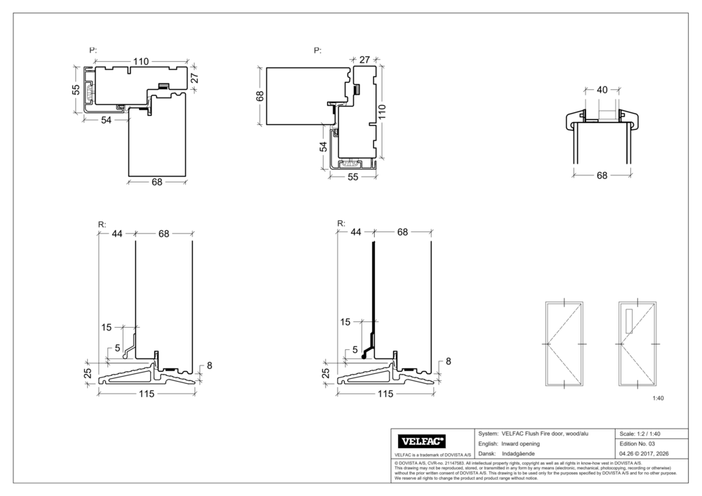 VELFAC brand-pladedør i træ/alu eller træ